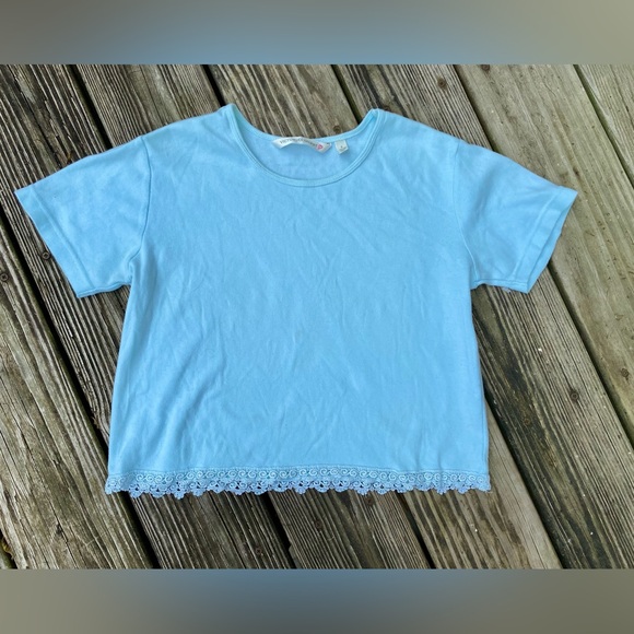 2000 Y2K Mint Green/Light Blue Heart Logo Victorias Secret Cropped Tshirt - Picture 5 of 16